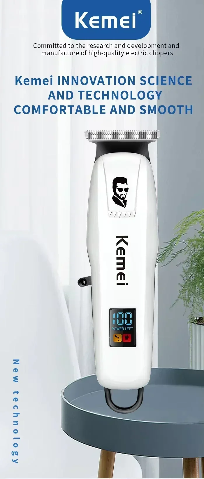 Kemei Haarschneidemaschine KM-PG809A KM-PG232 LCD USB Lade Einstellbar Professionelle Schneidemaschine KM-3382 Rasierer Trimmer für Männer – Detail 13