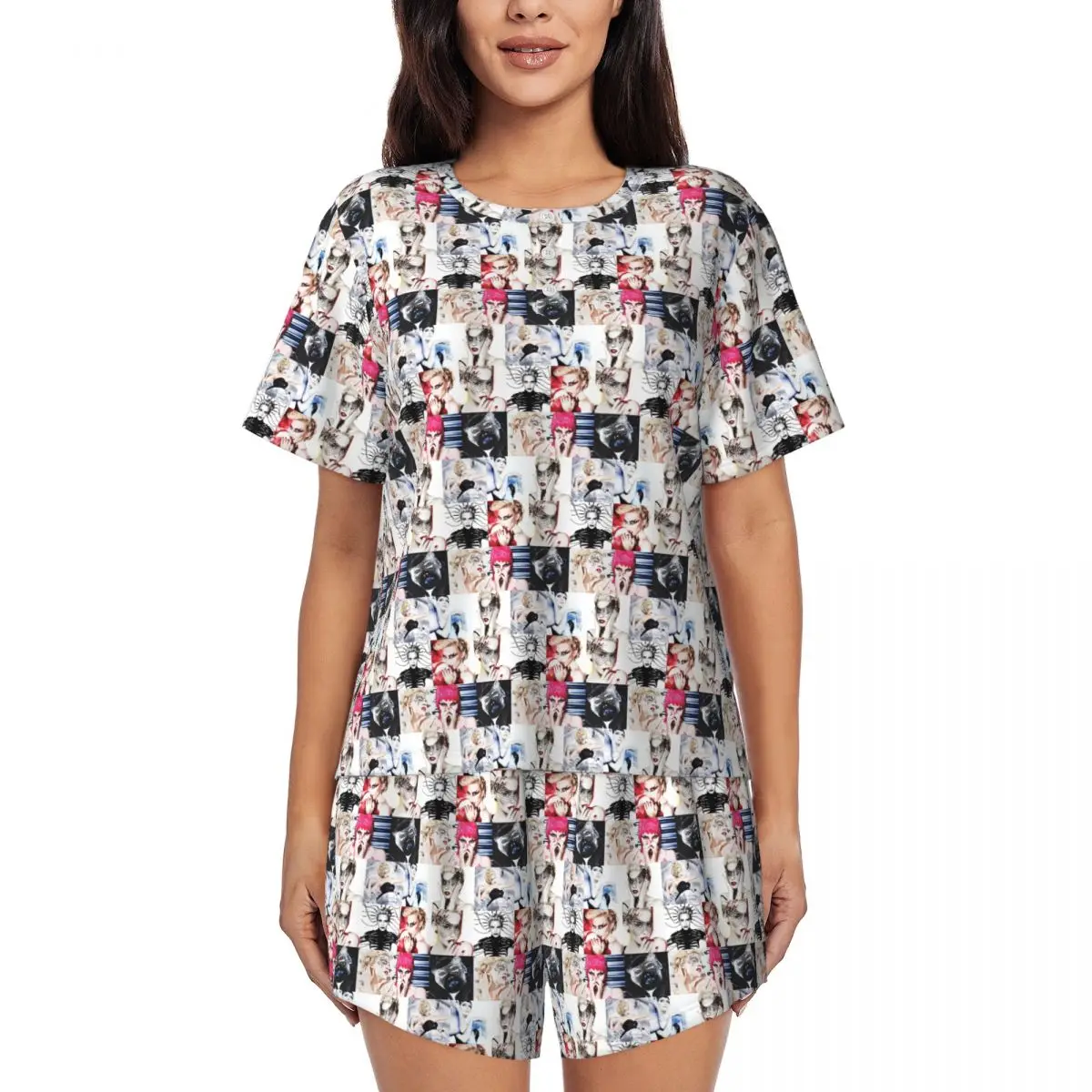 

Kylie Minogue - Ночные рубашки с круглым вырезом и короткими рукавами, пижамный комплект для сна, мягкий пижамный комплект с короткими штанами для женщин