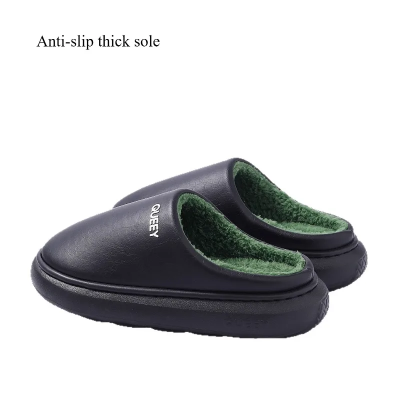 

Нескользящая сумка из искусственной кожи на толстой подошве, хлопковая швабра, водонепроницаемые хлопковые тапочки, мужские и женские зимние домашние теплые туфли