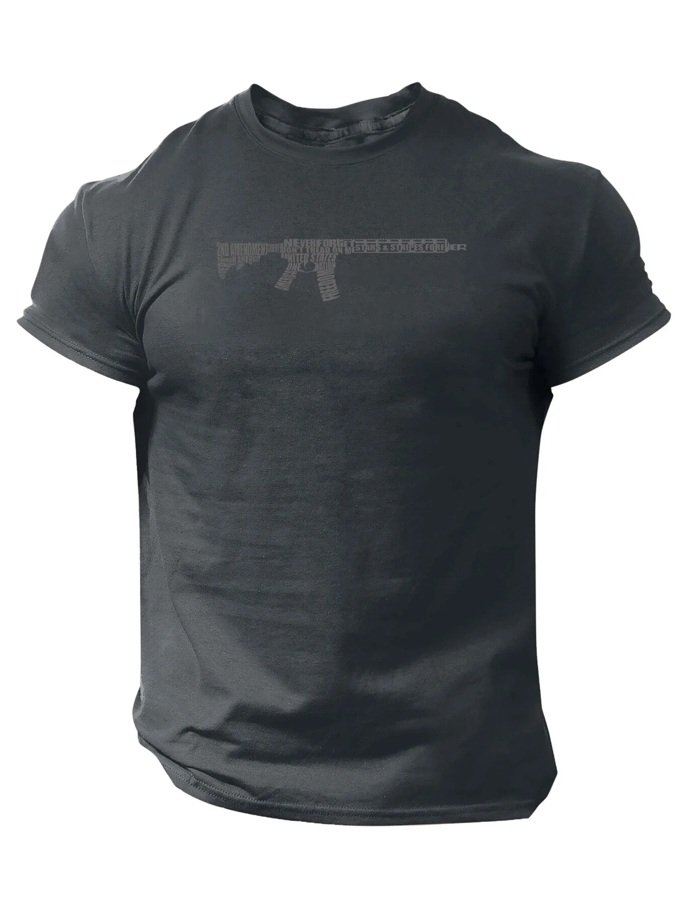 Men Tactical Gun Print Short Sleeve T-shirt - Casual Polyester Round Neck Machine Washable for Summer Outing Men Clothing view 2