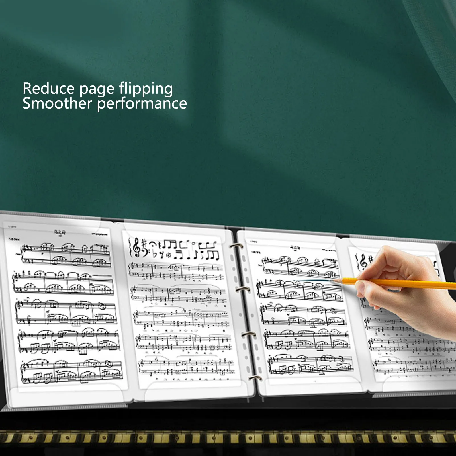 Sheet Music Folder 4 Page Expand 52 Pages Capacity Detachable A4 Sheet Music Binder For Piano Keyboard Violin Cello