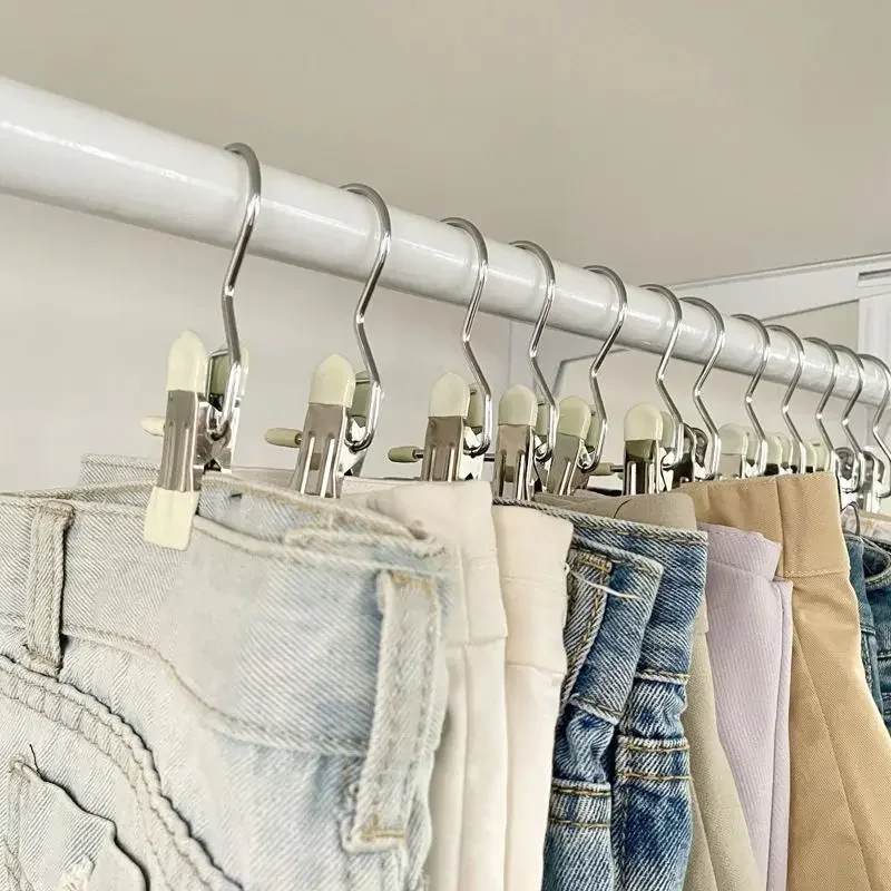 

Stainless Steel Clip Space-Saving Hanger Clothespins Hat Pants Storage Multifunctional Clips for Clothes Clothes Organizer