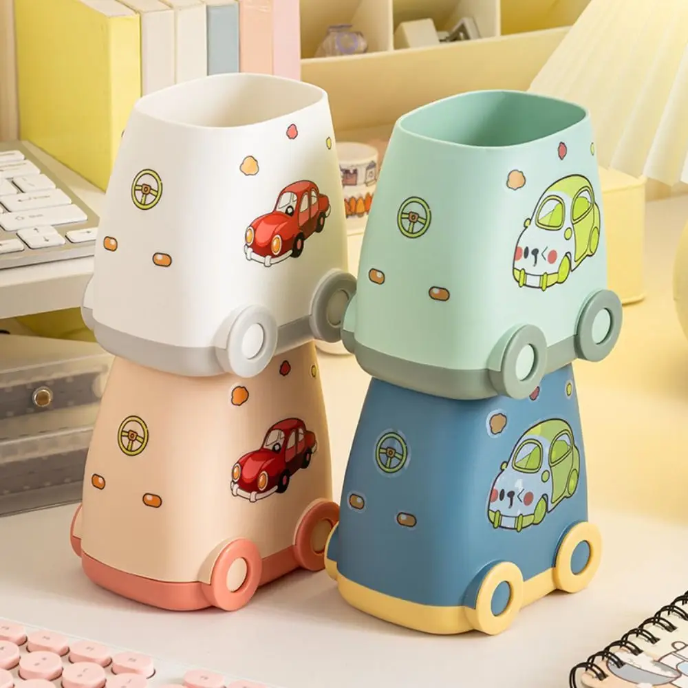 

Kawaii Large-capacity Car shaped pen holder cartoon DIY Pencil Box PP cute Desktop Storage Box School