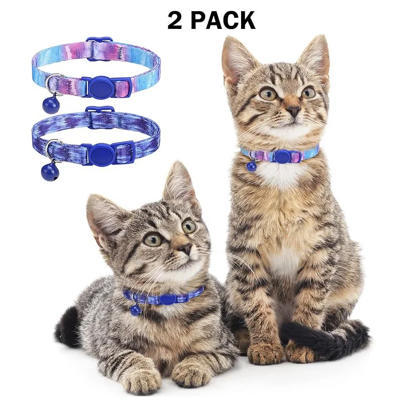 Pattern 2 Pack,Cute Classic Safety Buckles and Bells,Adjustable Printed Nylon Colorful Pink Pet Cats collar