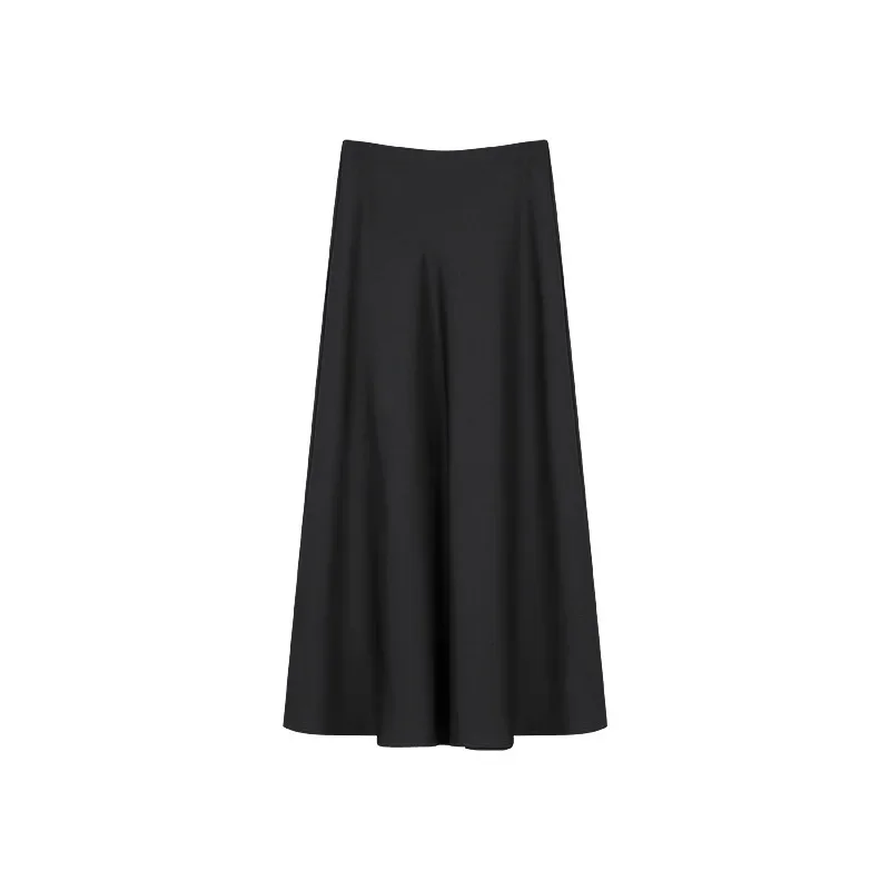 2024 elegante saias longas de cetim para mulheres cintura alta a linha saia sólida feminina cáqui moda feminina maxi saias de seda branca y3120f