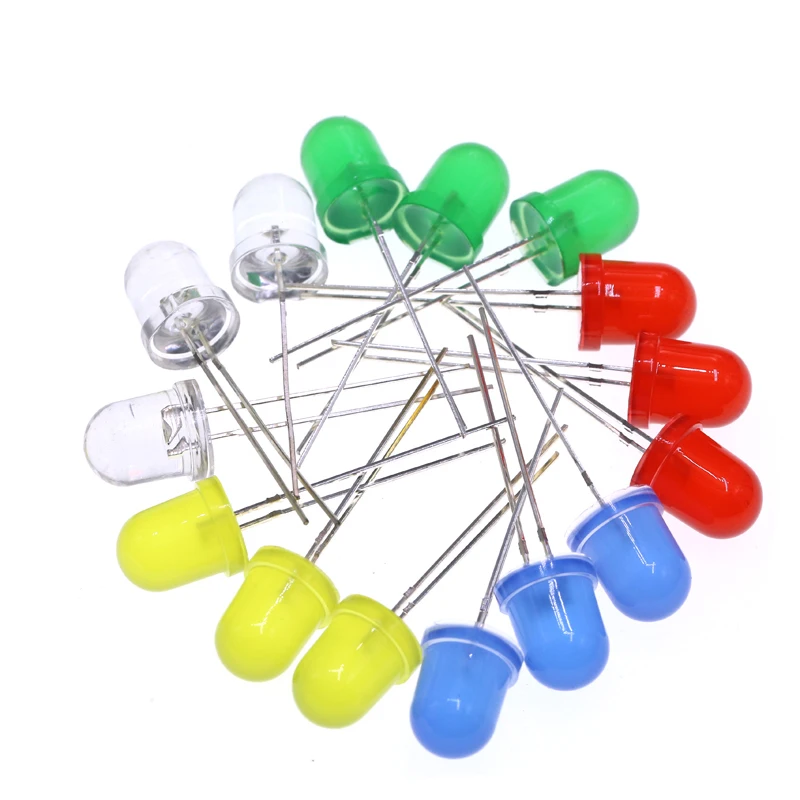 10PCS/lot 8mm LED Diode White Red Green Blue Yellow RGB 2V 3V 20mA DIP F8 DIY Emitting Light Lamp Bulb