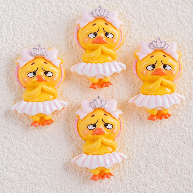 6Pcs Cute Annoying Duck Spoiled Good Life Duck Series DIY Mobile Phone Shell Hairpin Shoe Buckle Resin Accessories