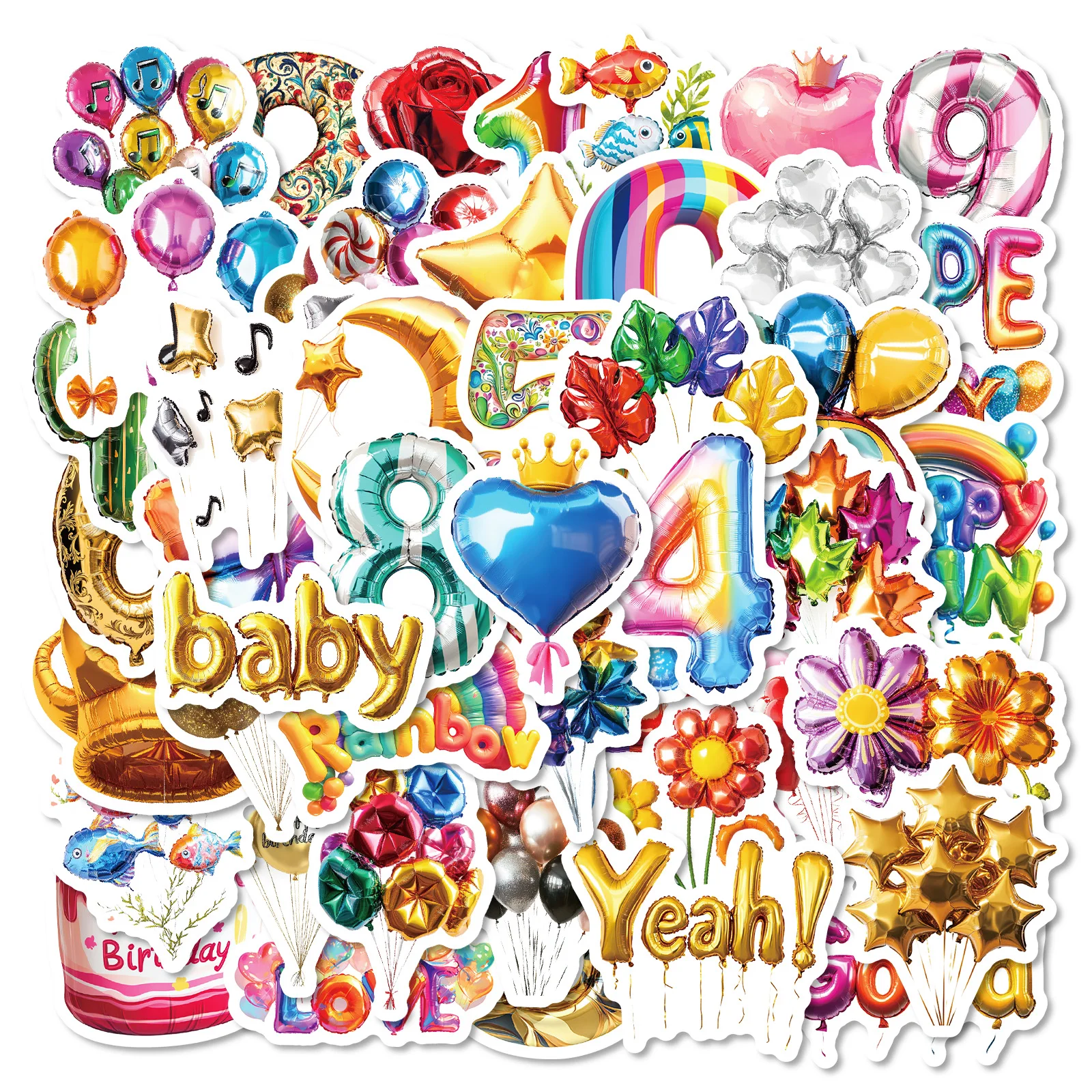 

50 шт. воздушный шар на день рождения, водостойкая наклейка с рисунком, наклейки для мотоциклов, для автомобиля, ноутбука, телефона, чехол для багажа, бутылки с водой, чашка