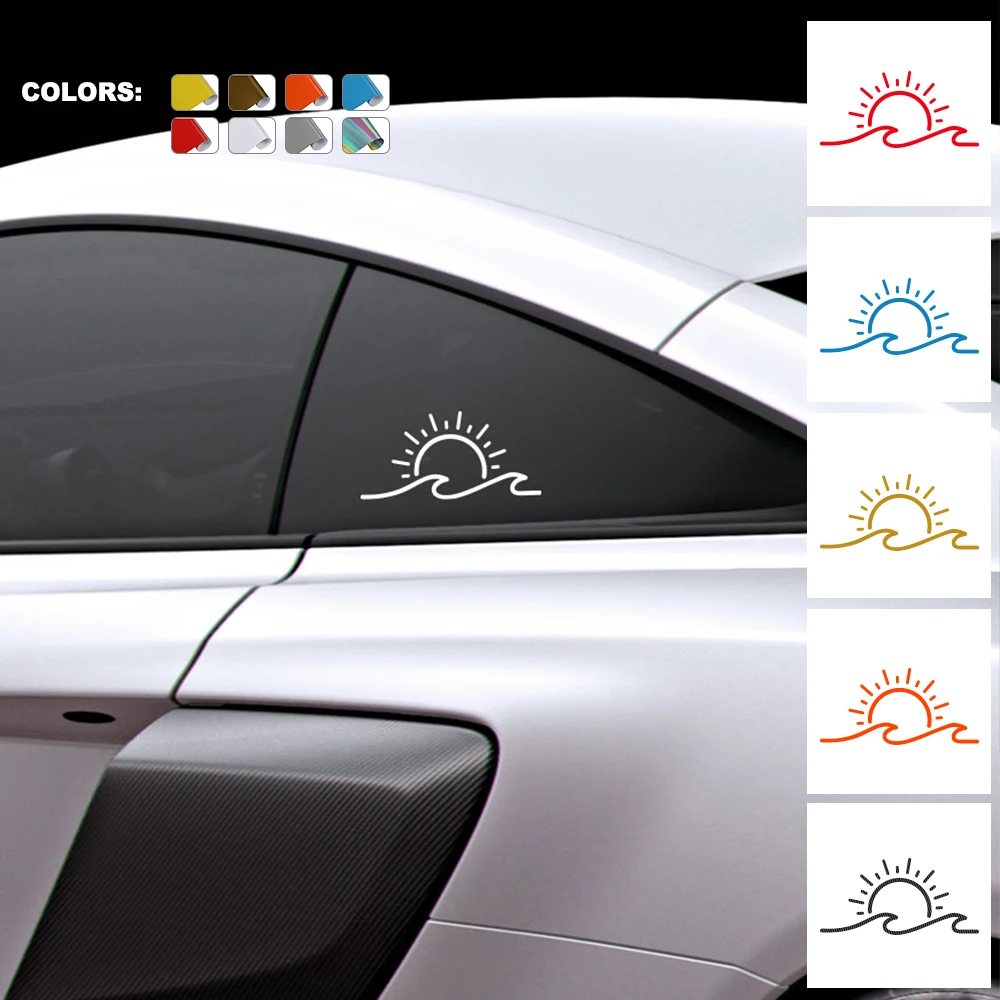 

Car Sticker Graphics Blue Giraffe Sun Wave Vinyl Door Side Window Decor Decal Cars Truck SUV Pickup Van Decoration Accessories