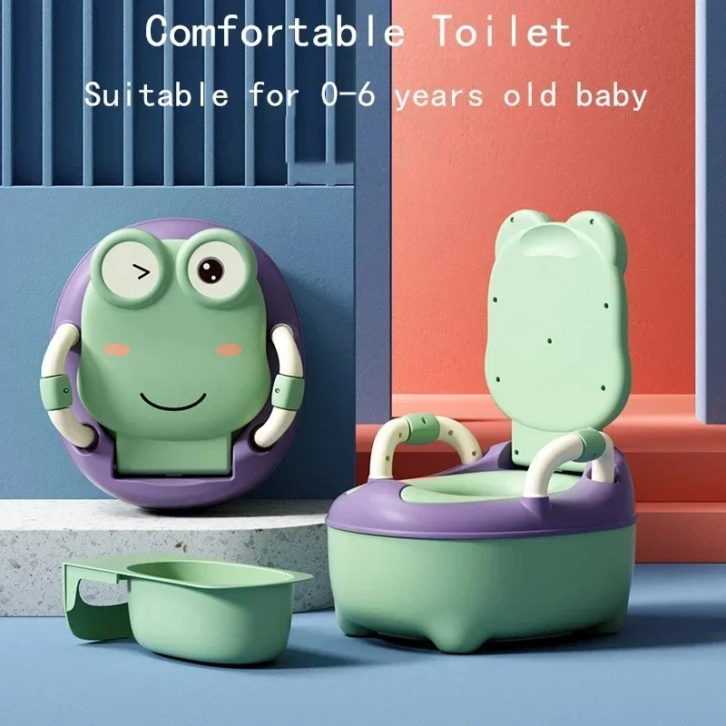 Children\'s Toilet Seat Cartoon Frog Toilet Portable Baby Toilet Boys Girls Baby Potty Pail Toilets Household Assistance Urinal