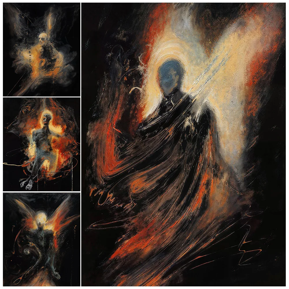 Scary Figure Abstract Wall Art Canvas Painting Creepy Surreal Fantasy Oil Painting Art Poster And Print Home Decoration Unframed