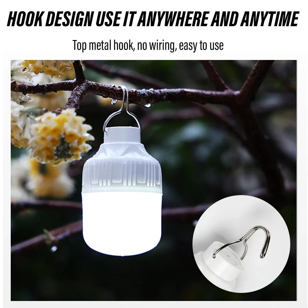 Outdoor USB Rechargeable LED Lamp Bulbs High Brightness Emergency Light Hook Up Camping Fishing Portable Lantern Night Lights