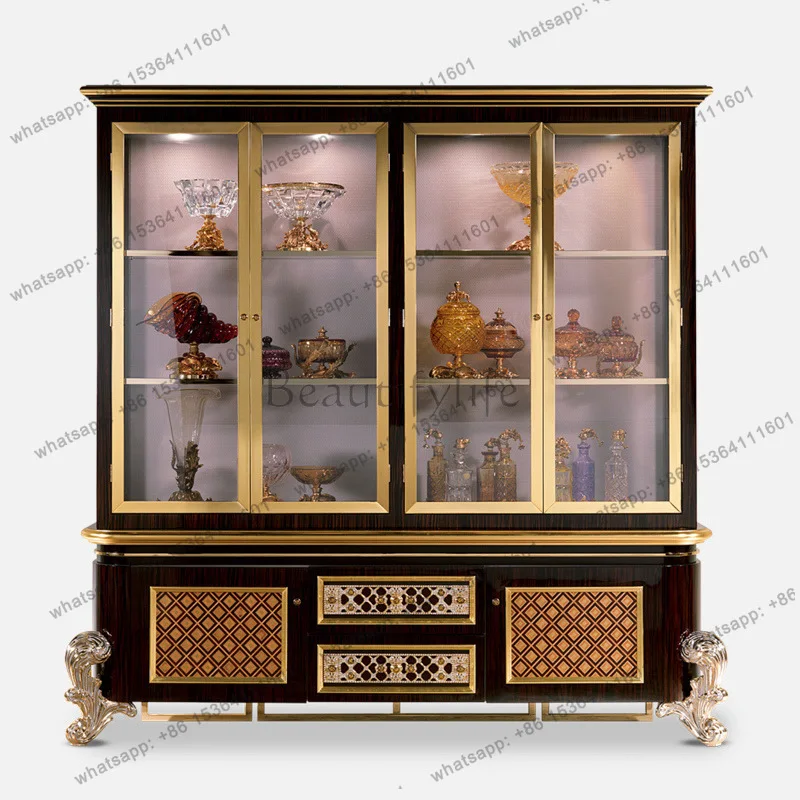 

European dining room birch carved dining side French living room decorative locker tea cupboard furniture