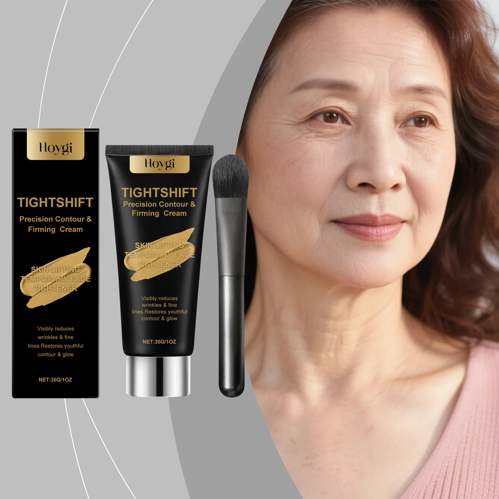 

Creamy Moisturizing Face Cream Hydrates Boosts Elasticity Gentle Care Smooths Brightens Face Daily Application with Brush Set