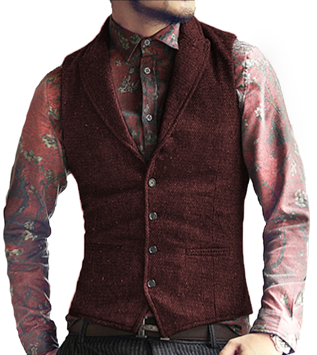 Мужской жилет из твида с узоро – обзор и цена Formal Vest Waistcoat