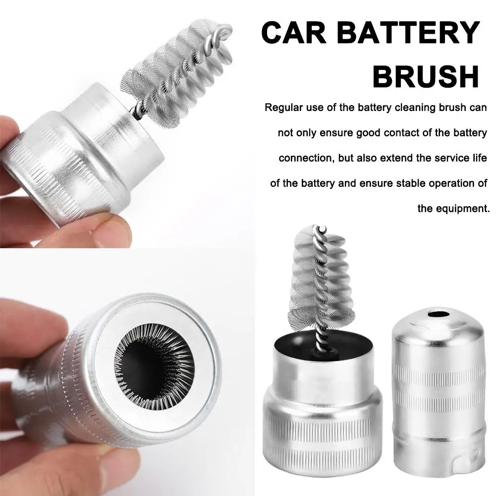 Car Battery Terminal Wire Brush Post Cleaner Dirt Corrosion Cleaning Brushes Auto Stainless Steel Wire Brush Car Cleaning Tools