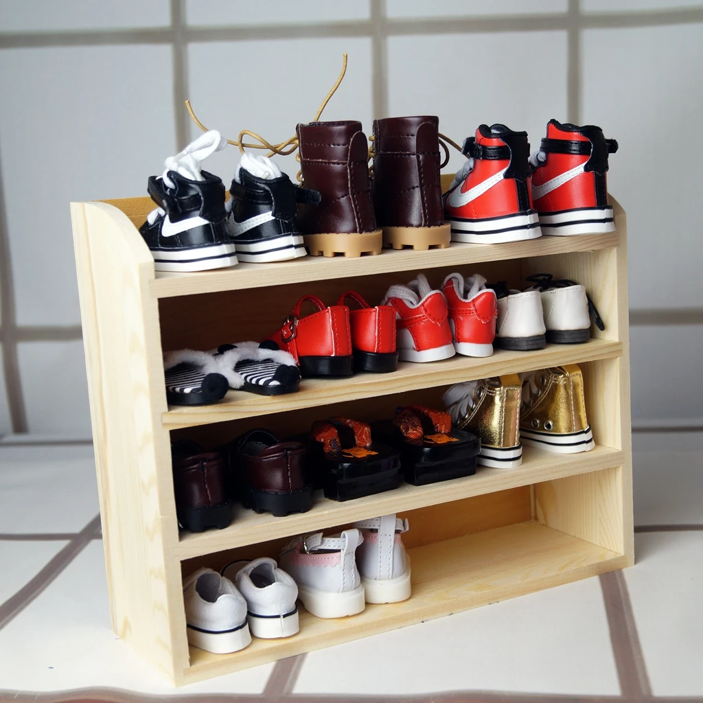 

BJD Mini Furniture Wood Shoes Rack Shelf For 1/4 17" 44cm 1/3 24" SD17 70CM Tall SD MSD DK DZ AOD DD Doll HEDUOEP