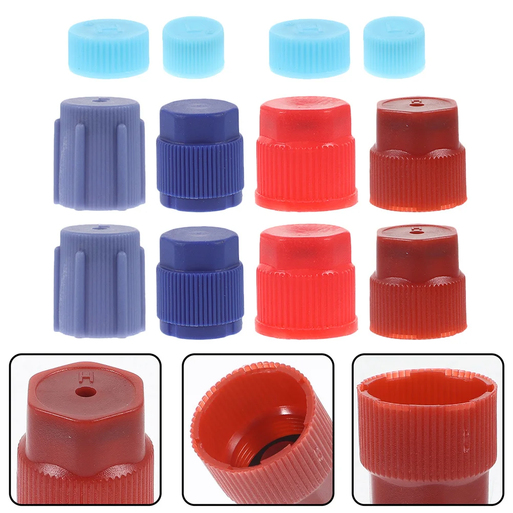 

12Pcs Durable Air Conditioning Service Caps Leakproof Refrigerant Valve Protection Car Maintenance Brass Caps Unit