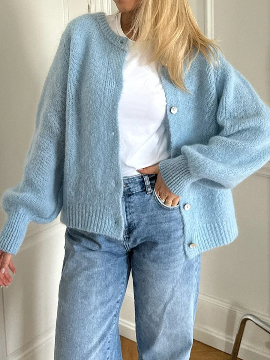 New Women Button Up Sweaters Casual Lightweight Solid Color Knit Cardigans Warm Fall Knitwear For Streetwear Hot Sale S-XL