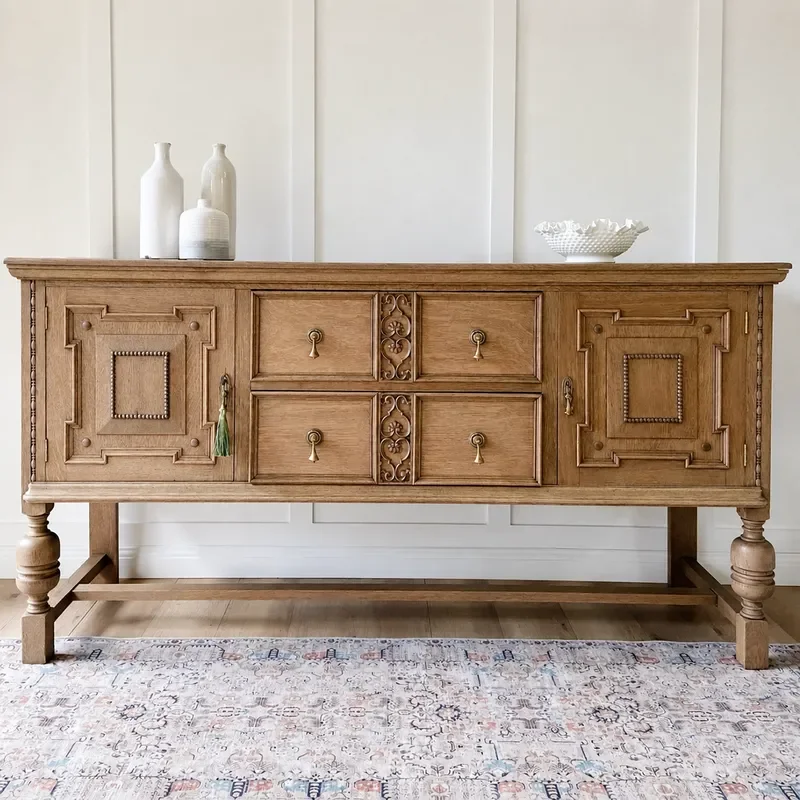 Retro Solid Wood Dining Side Cabinet Entryway Storage Console Living Room Wall Mounted Decorative Cupboard for Home