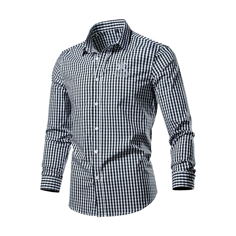 Luxury Men\'s Shirt Mens Shirts Long Sleeve Shirt Man Fashion Man 2024 Clothing Check Plaid Male Printed Summer