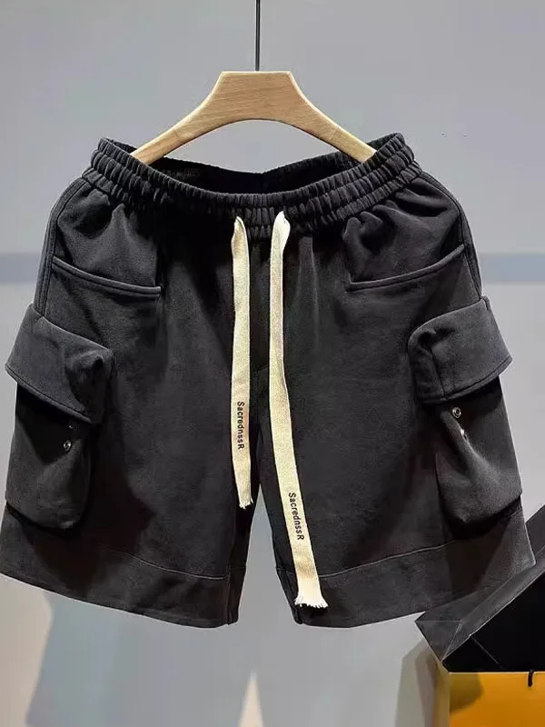 

Мужские летние повседневные брюки-шорты из рабочей ткани, очень большие, 300 пу, свободного прямого кроя, длиной до колена