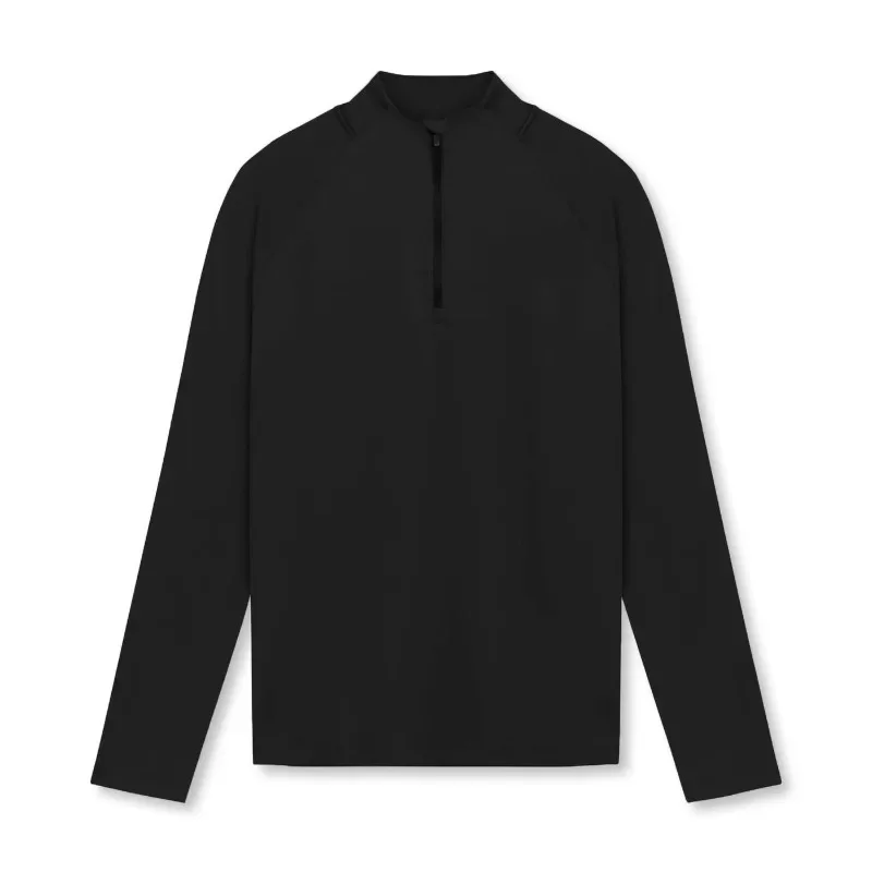 Small Turtleneck Semi Zipper Training Long-sleeved T-shirt Running Top New Solid Color Sports Fitness Suit Men's German Velvet
