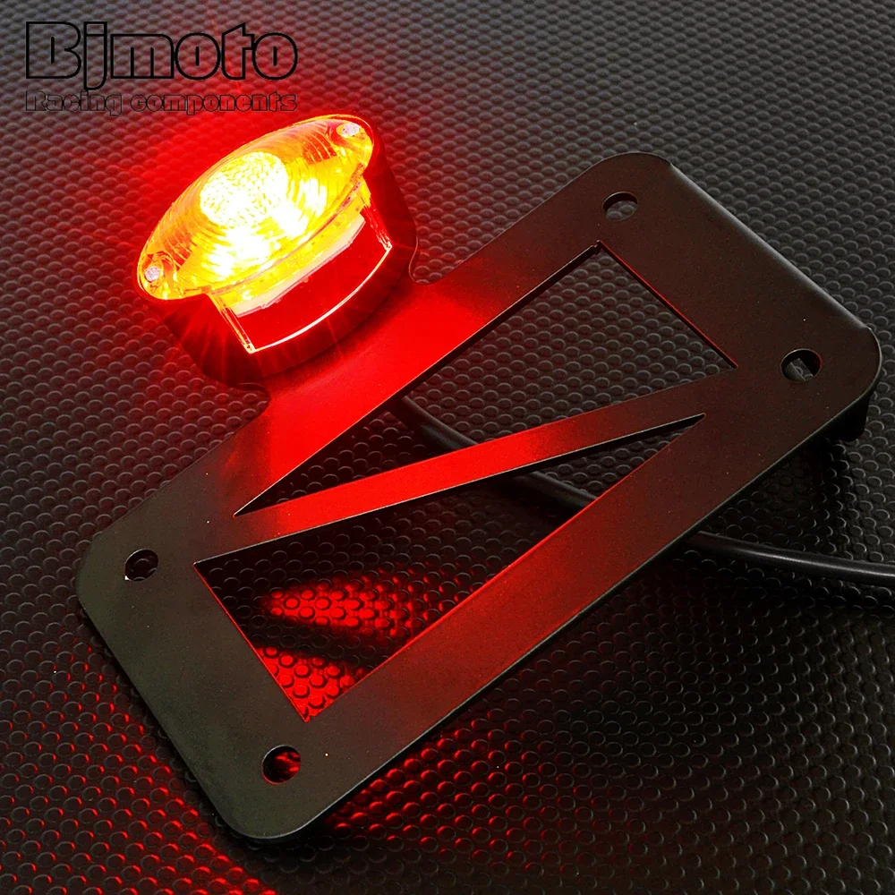 Motorcycle Universal Tail Light Side Mount License Plate Bracket LED Light For Harley Cafe Racer Honda Suzuki Yamaha - view 5