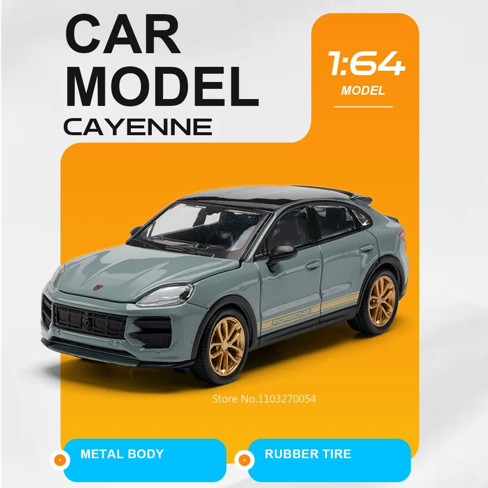 

Масштабная модель автомобиля 1:64 Porsche Cayenne Turbo GT Toyota Land Cruiser, литая из сплава, с открывающимся капотом, игрушка для детей, сюрприз