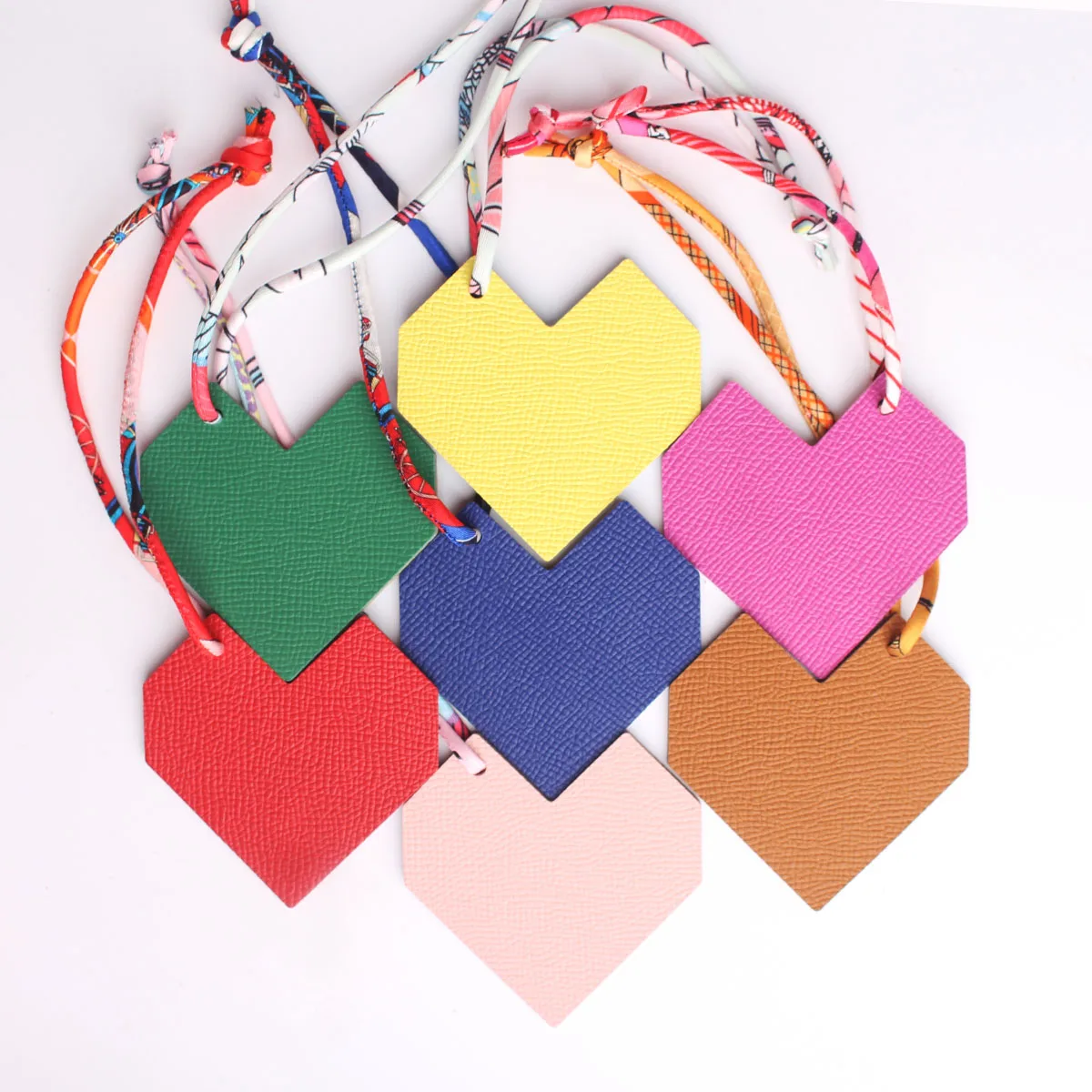 Double Faces Silk Ribbon Heart Star Keychain Key Chain Women Bag Charm Backpack Pendant