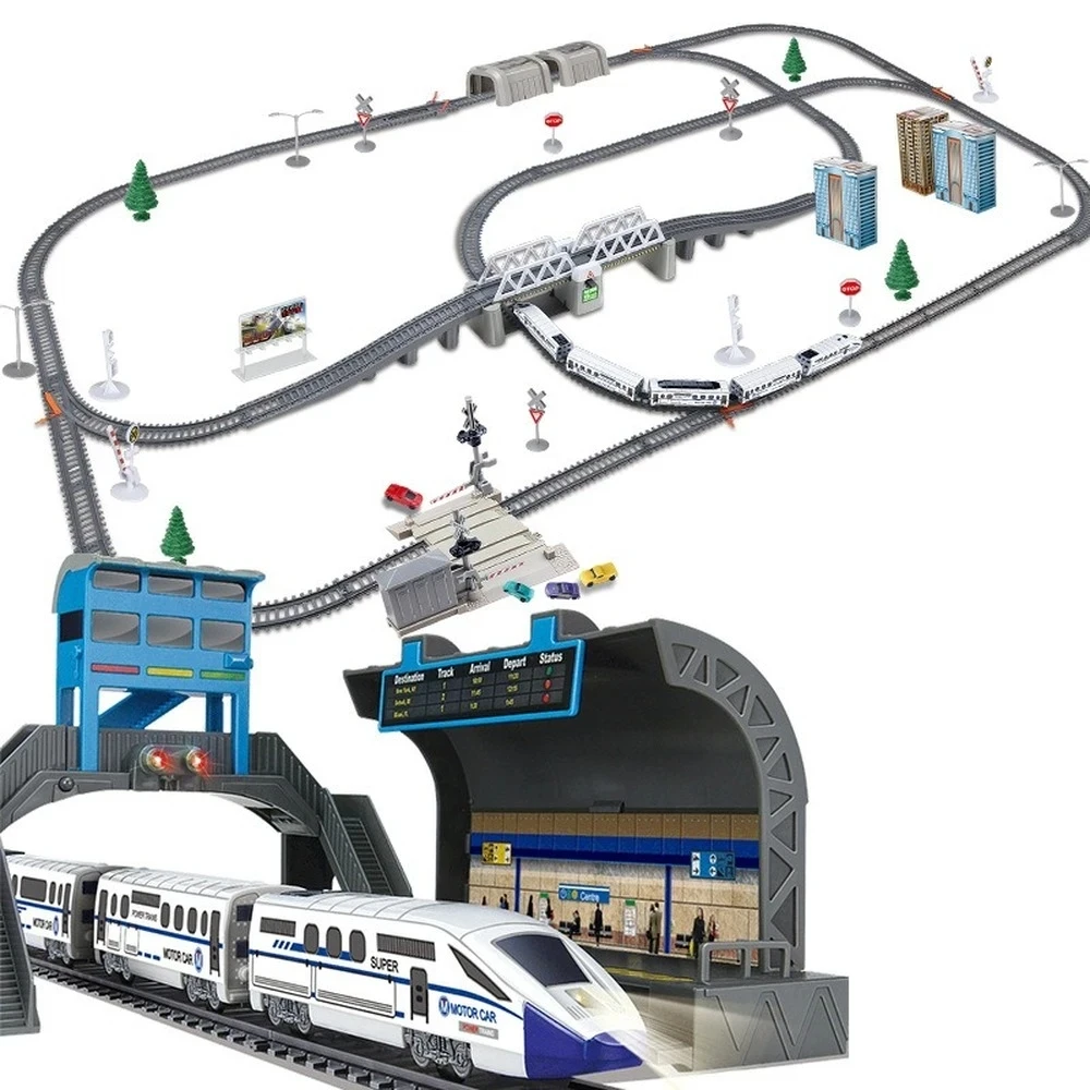 子供のための日曜大工のおもちゃのアセンブリセット,電気高速鉄道,自動車,ハーモニーレールモデル,子供のための教育玩具ギフト