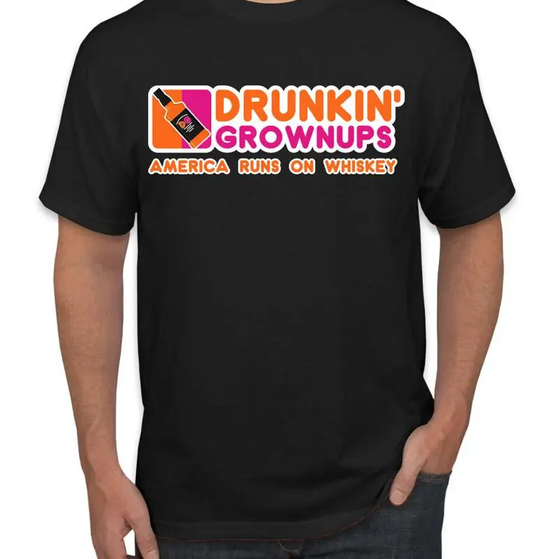تي شيرت Drunkin Grownups America Runs On Whisky للرجال