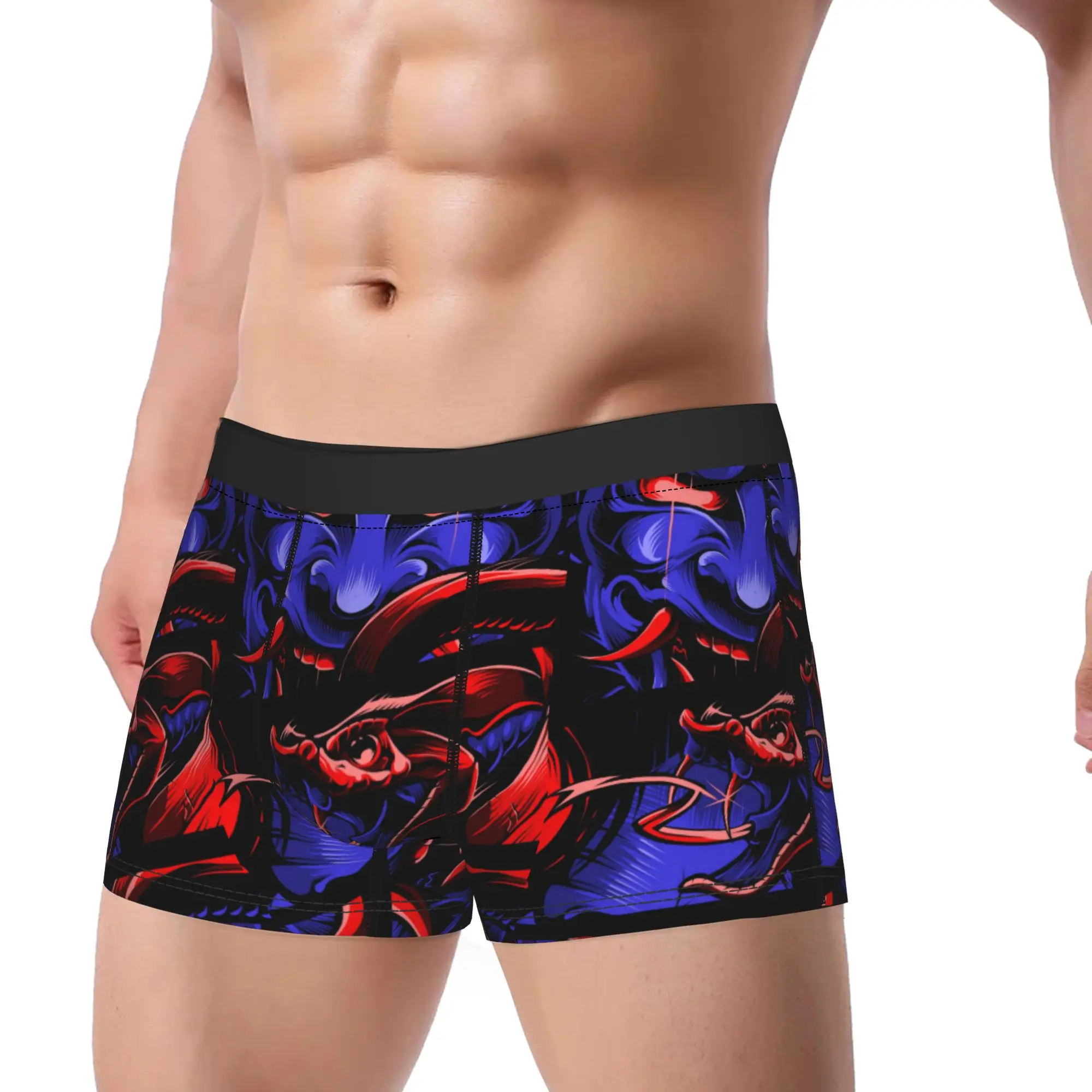 Dark Purple Demon Face Horror Art Boxer Brief  Underwear High Quality Men's Sexy Soft Trunk Pattern Plus Size Panties