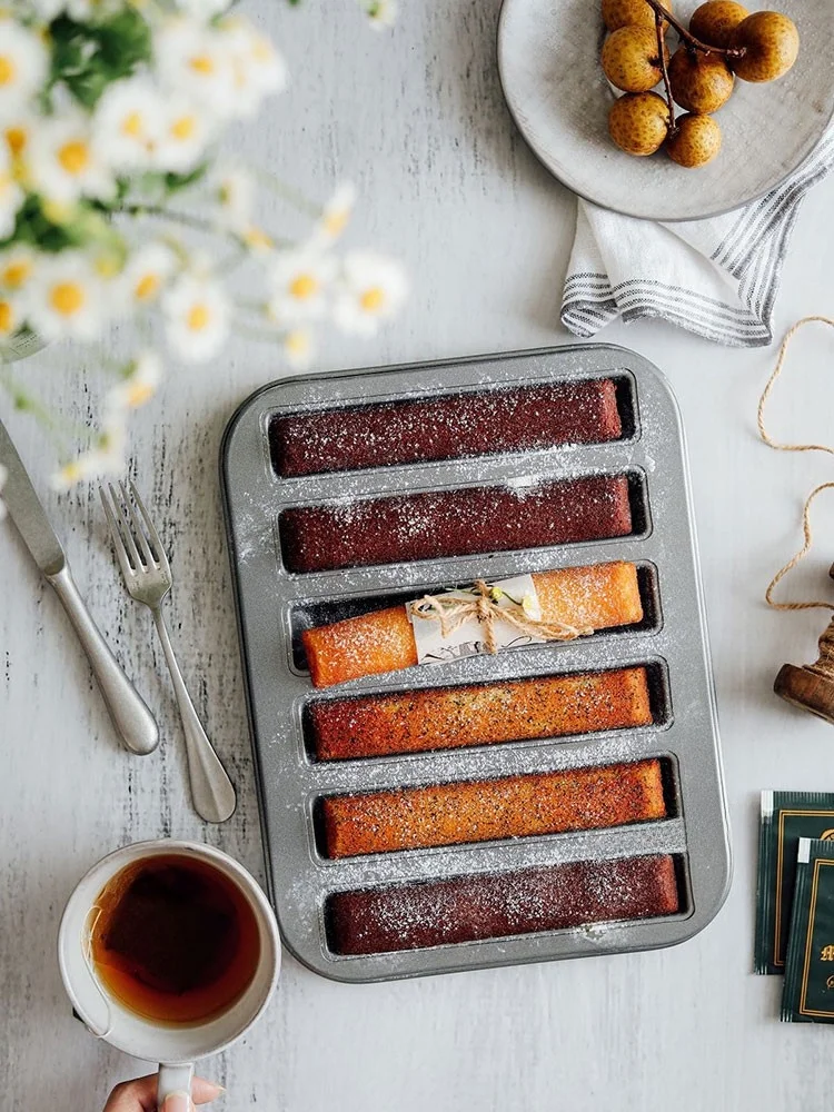 

Non-Sti Long Bar Baking Mold Single 6 Link Cigar aped Cake Pan Cisas Sti Oven Tray Carbon Steel Retro Sle Kitchen...