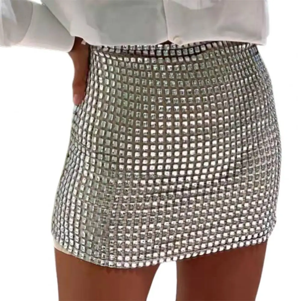 

Party Cocktail Skirt Sparkling Glitter Sequins Mini Skirt for Women High Waist Party Cocktail Clubwear Wrapped Above Knee Pencil