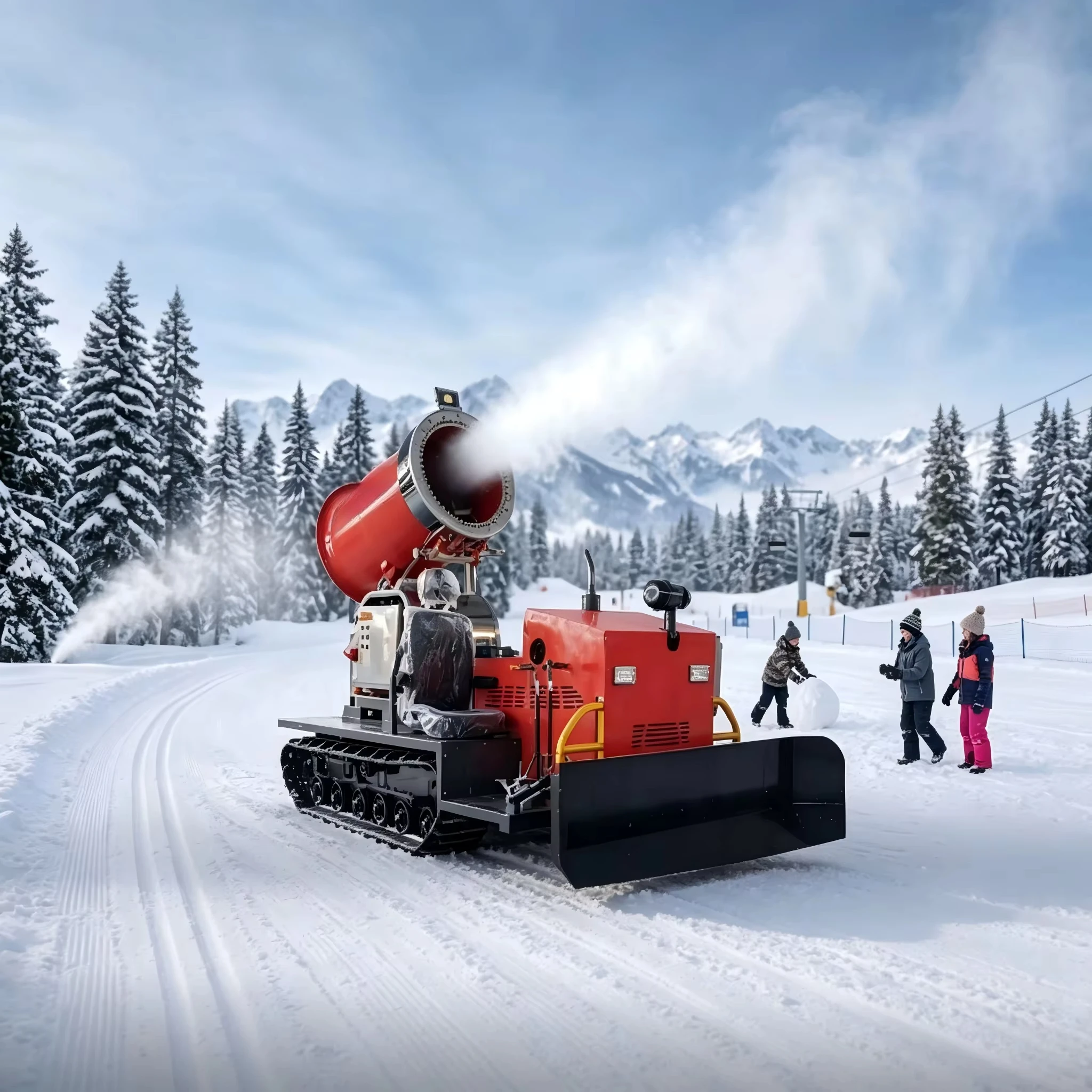 4 in 1 Crawler Snow Maker Machine Self Propelled Snowmaking Pushing Compactor Equipment for Ski Park Playground Resort