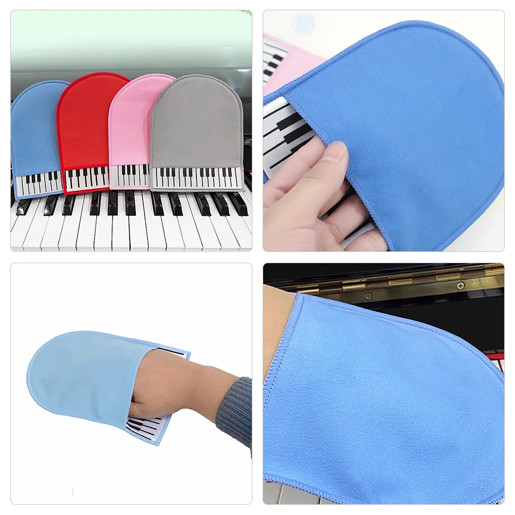 2 Pcs Piano Glove Cleaning Wipes Mitten Mitts Instrument Rag Gloves for Cleaner Cloth Fiber Double-sided Fleece Cloths Tool Pad