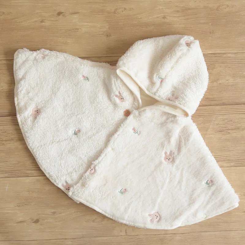 Winter kinder Onesie Cape Neugeborenen Baby Jungen Mädchen Kleidung Korallen Flanell Stickerei Swaddle Wrap Winddicht Warme Baby Outfit – Detail 5