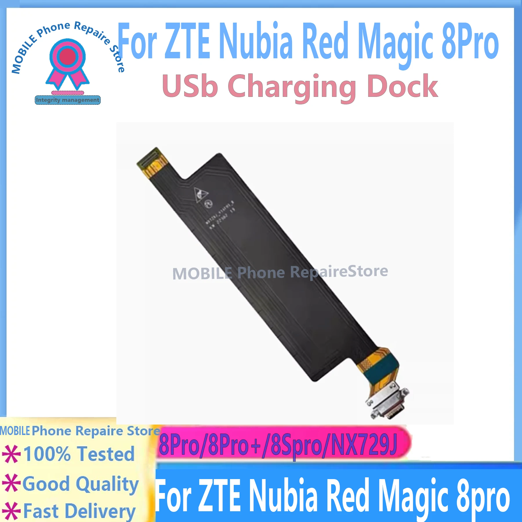 

Оригинальный для Nubia Red Magic 8 8S Pro Plus NX729J ZTE USB-разъем для зарядки, док-станция, быстрое зарядное устройство, гибкий кабель, запасные части