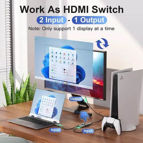 Imagen 2 del producto Vention nuevo interruptor divisor HDMI 2,0 2 en 1 4K @ 60Hz HDMI convertidor conmutador bidireccional adaptador de Monitor para PS5 Xbox Laptop