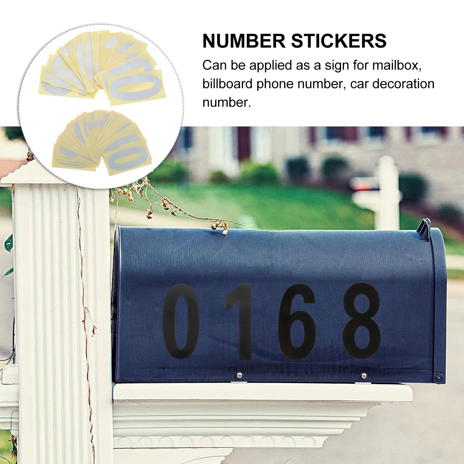

5 Sets Digital Stickers Mailbox Number Block Exterior Reflective Numbers for House Labels Decals
