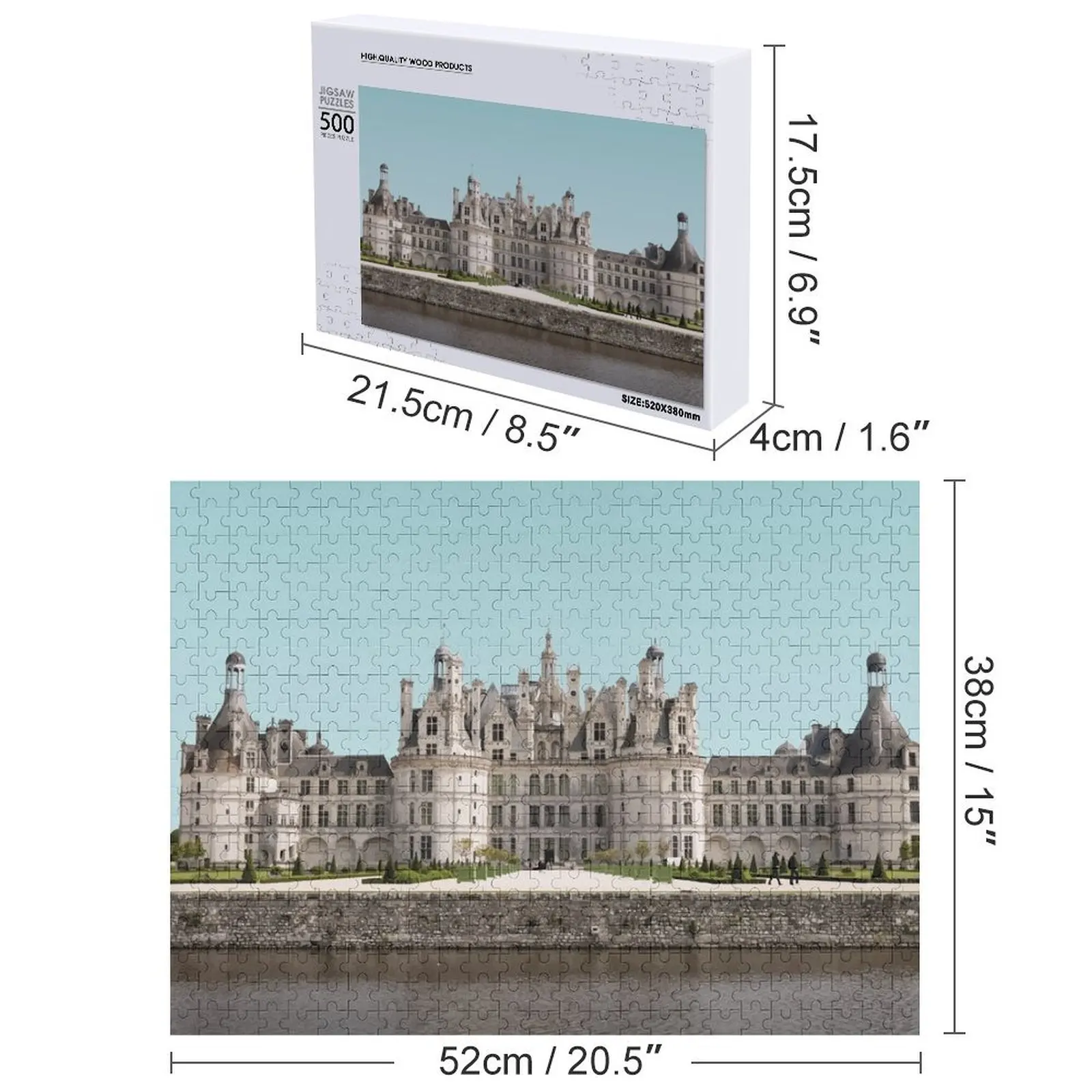 Chambord, quebra-cabeça de arte de viagem francesa, presente personalizado para crianças, brinquedos personalizados para crianças com quebra-cabeça de fotos