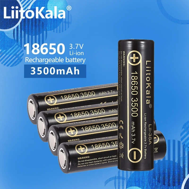 

5PCS LiitoKala Lii-35A 18650 Battery 3.7V 3500mAh Discharge Rechargable For Flashlight Torch Headlamp