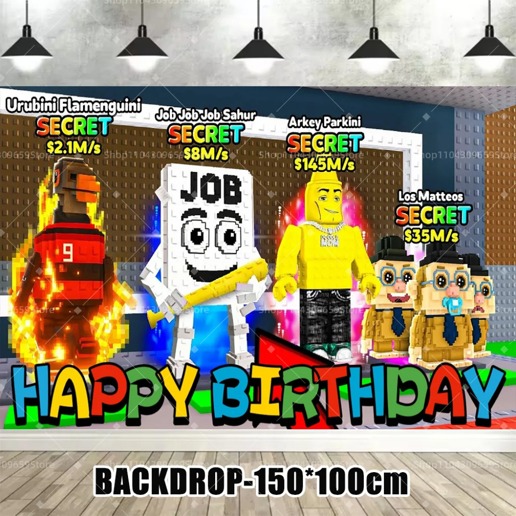 Steal a Brainrot Geburtstagsparty-Zubehör, Kuchendekoration, neues Spiel, Ballon-Banner, Job, Job, Sahur-Hintergrund, Cupcake-Topper, Kinder-Baby-Geschenk