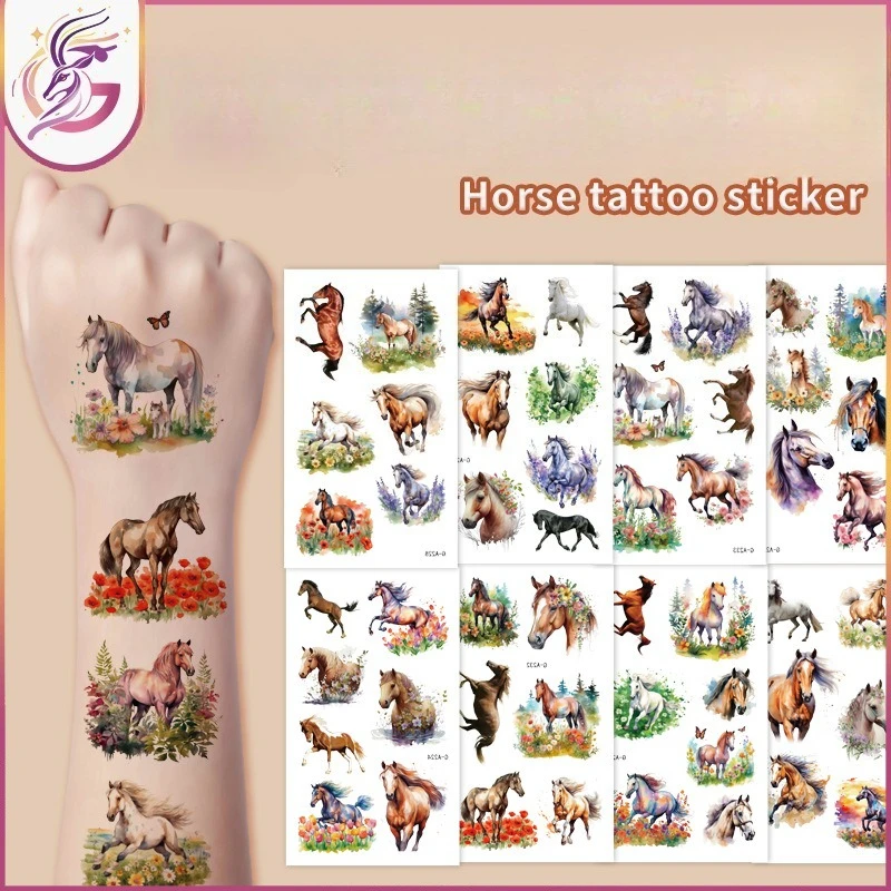 

Realistic Watercolor Horse Tattoo Stickers 10Pcs Cute Pony Designs Waterproof Safe Non Toxic for Kids Girls Birthday Party Favor