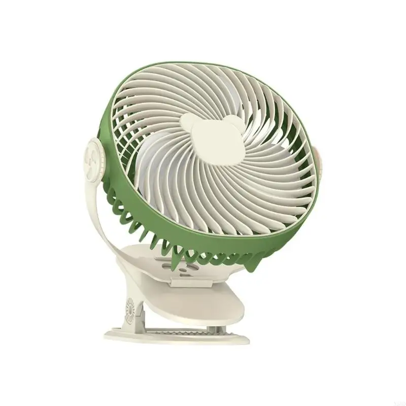 Ventilador Clip portátil con abrazadera fuerte, ventilador refrigeración silencioso recargable por USB 5 velocidades
