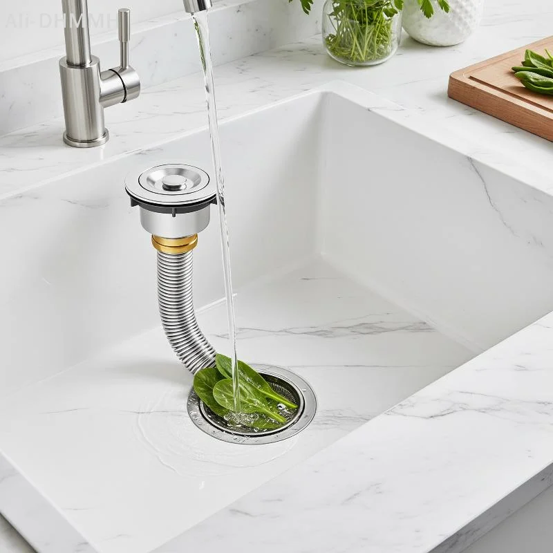 ZLinKJ Kitchen Sink Drain Filter Food Safe Stainless Steel Single Slot Universal Drain Pipe Prevents Clogging for Home Kitchens