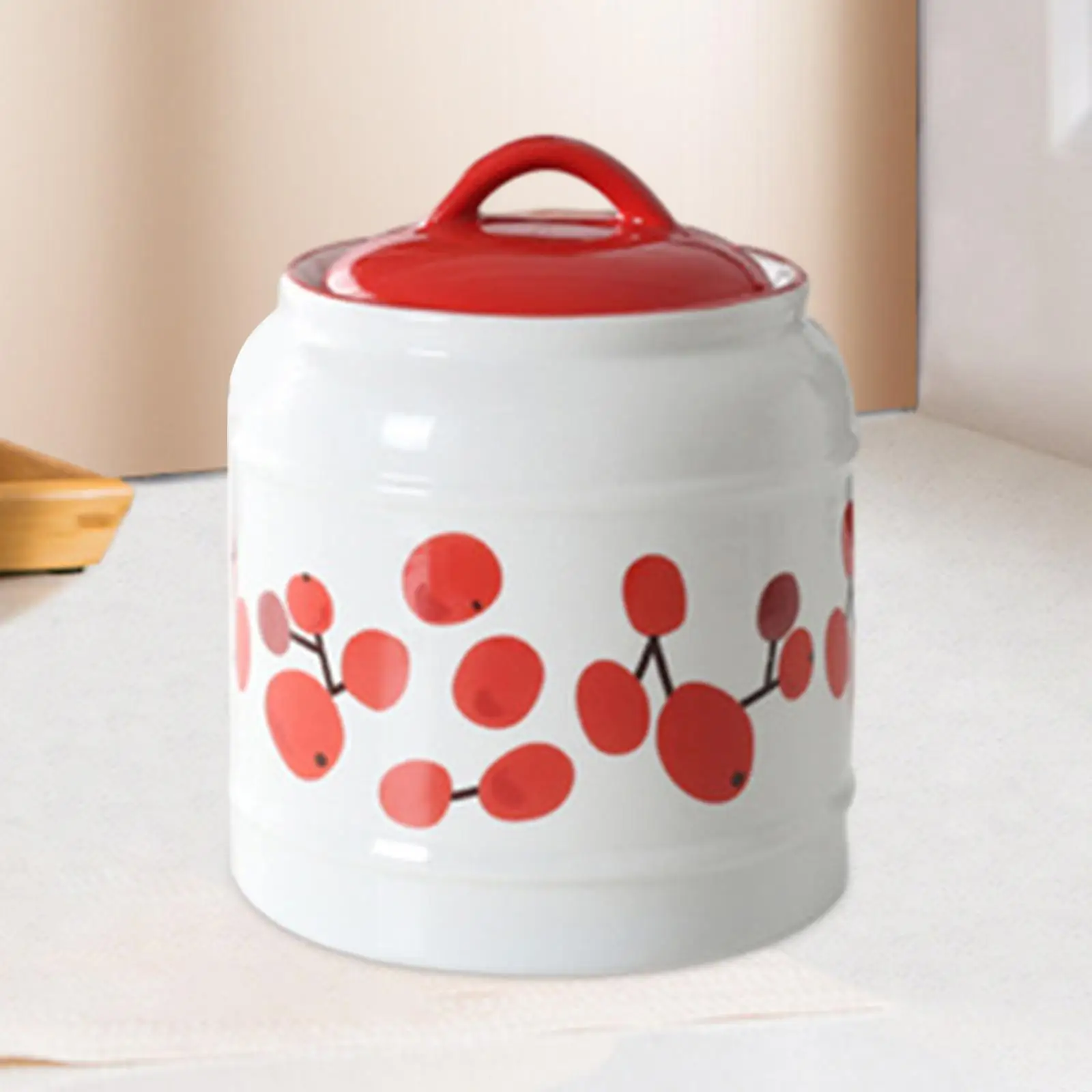 

Kitchen Canisters Pantry Counter Ceramic Food Jar for Spice Rice Pet Treat