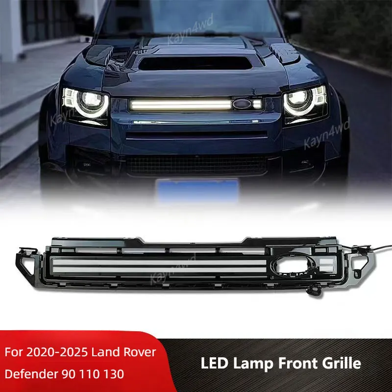 Off Road 4x4 Accessories Led Dynamic Lamp Front Grille For 2020-2025 Land Rover Defender 90 110 130 Front Bumper Racing Grills