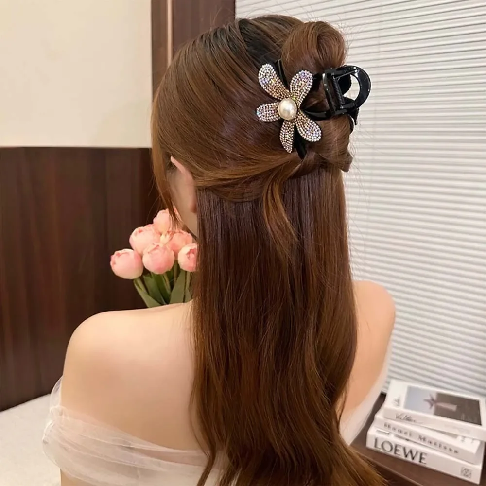 

Корейские заколки для волос со стразами, элегантные черные заколки для волос в виде крабов для женщин, аксессуары для волос, головной убор с хвостиком
